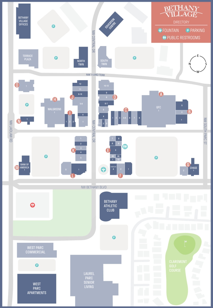 Bethany Village Shopping Map in Portland Oregon